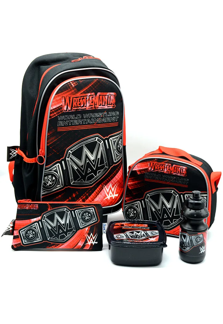 طقم شنطة مدرسية 5 قطع WWE 5 IN 1 16" TROLLEY BAG SCHOOL SET S-8010 WOW