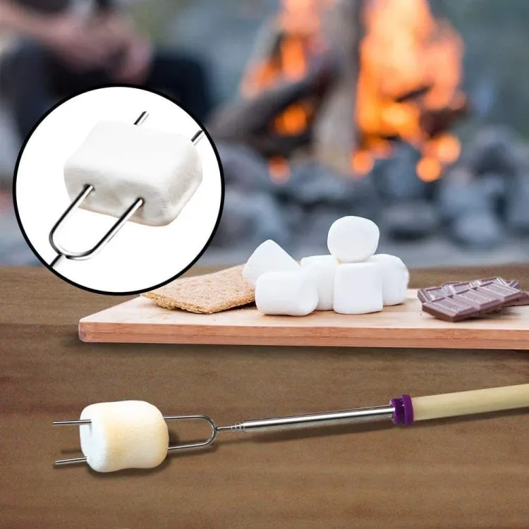 1124-7 Retractable Wooden Stick Marshmallow BBQ Fork, Spsc: Zipper Bag