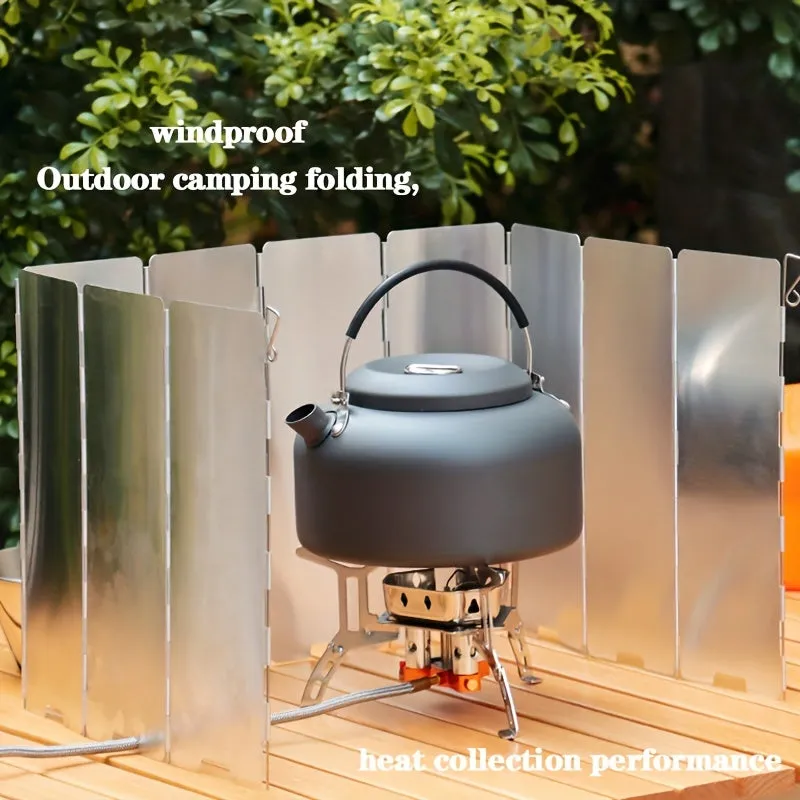 1pc Grill Wind Blocker Stove Windscreen Foldable Aluminium Alloy Wind Shield With Cloth Bag For Barbecue Outdoor Camping Picnic