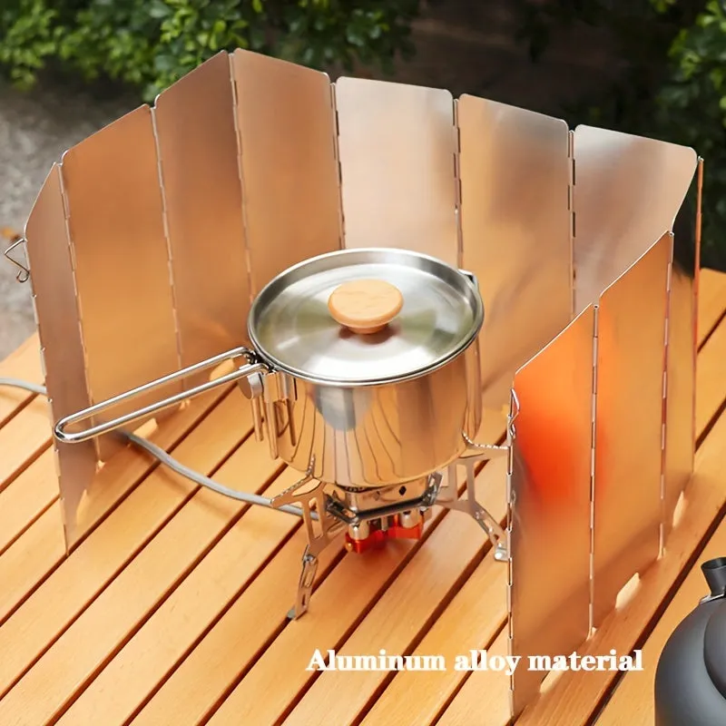 1pc Grill Wind Blocker Stove Windscreen Foldable Aluminium Alloy Wind Shield With Cloth Bag For Barbecue Outdoor Camping Picnic