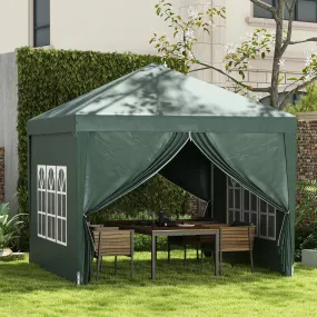 3 x 3m Pop Up Gazebo, Wedding Party Canopy Tent Marquee with Carry Bag and Windows, Green