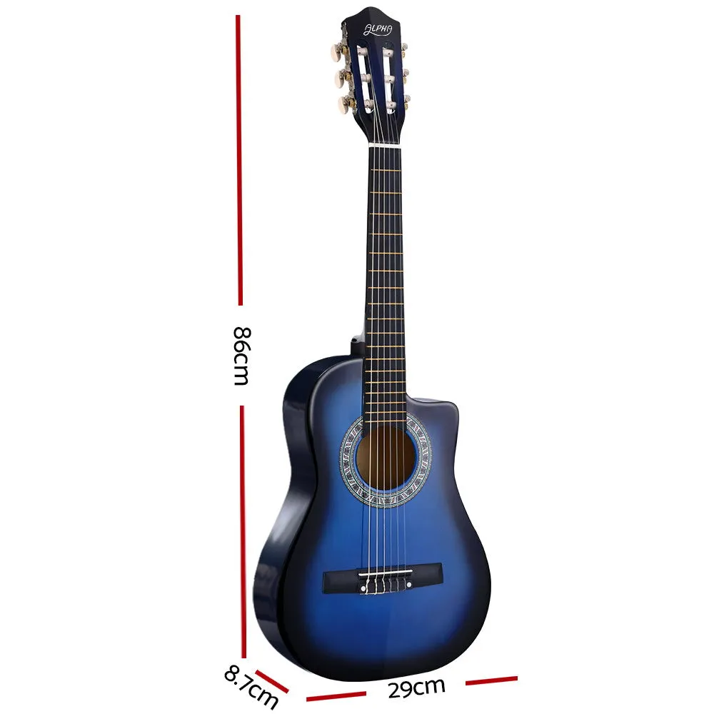 34 Inch Classical Guitar Wooden Body Nylon String Beginner Kids Gift Blue