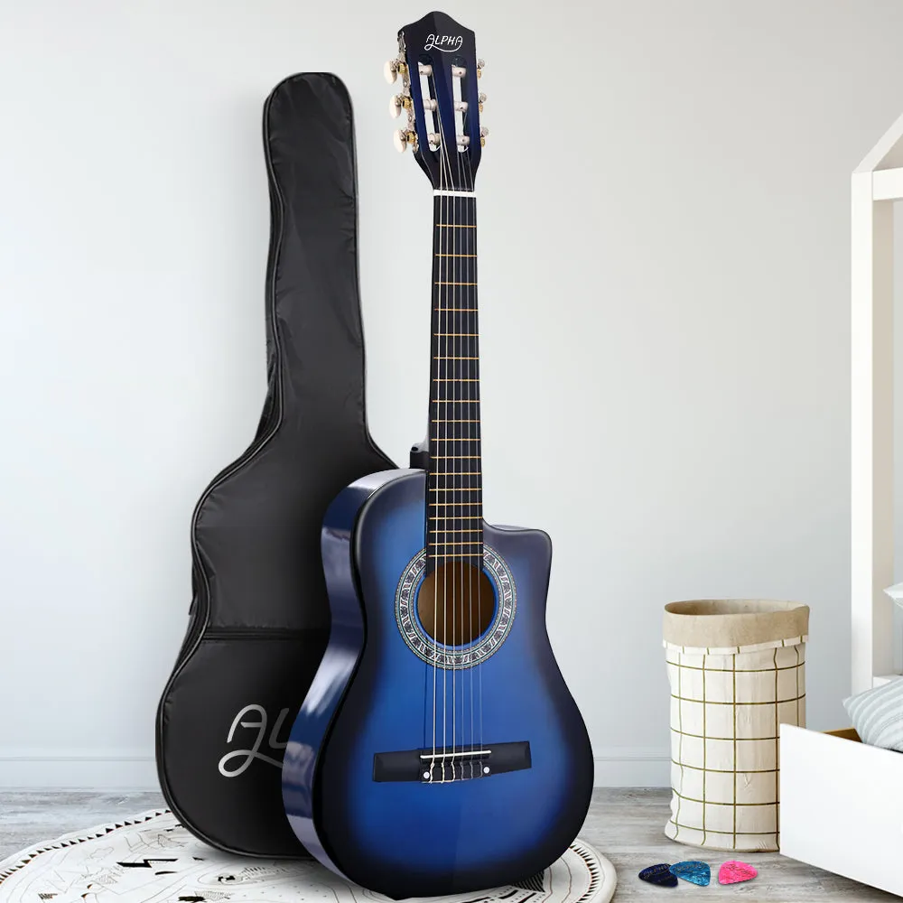 34 Inch Classical Guitar Wooden Body Nylon String Beginner Kids Gift Blue