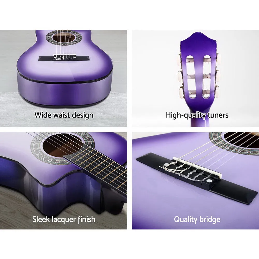 34 Inch Classical Guitar Wooden Body Nylon String Beginner Kids Gift Purple