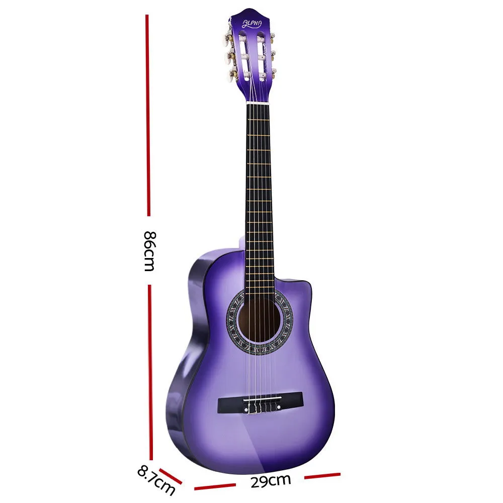 34 Inch Classical Guitar Wooden Body Nylon String Beginner Kids Gift Purple