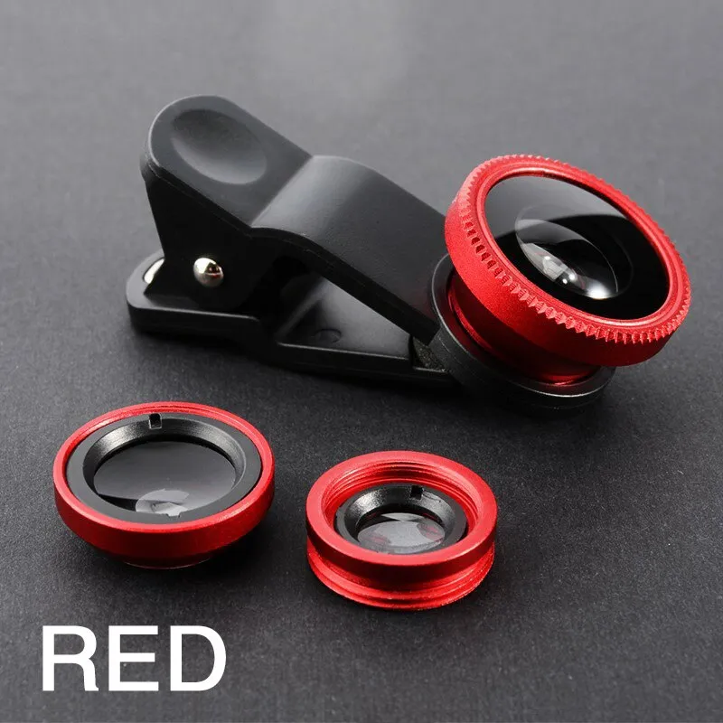 3in1 Fish Eye Lens 0.67X Wide Angle Zoom Fisheye Macro Lenses Camera Kits With Clip Universally Lens For iPhone 13 Xiaomi Huawei