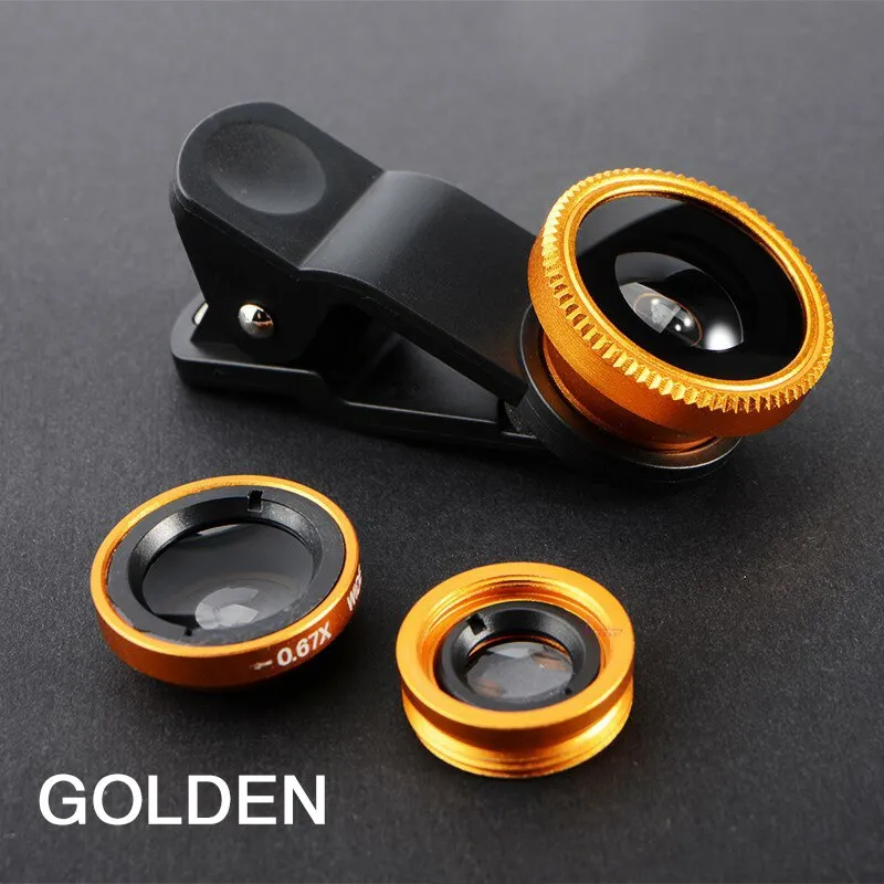 3in1 Fish Eye Lens 0.67X Wide Angle Zoom Fisheye Macro Lenses Camera Kits With Clip Universally Lens For iPhone 13 Xiaomi Huawei