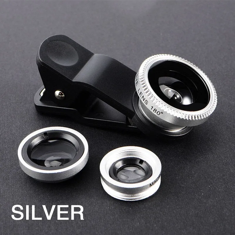 3in1 Fish Eye Lens 0.67X Wide Angle Zoom Fisheye Macro Lenses Camera Kits With Clip Universally Lens For iPhone 13 Xiaomi Huawei