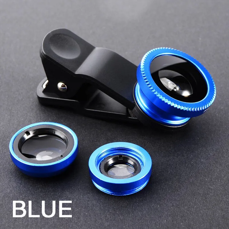 3in1 Fish Eye Lens 0.67X Wide Angle Zoom Fisheye Macro Lenses Camera Kits With Clip Universally Lens For iPhone 13 Xiaomi Huawei