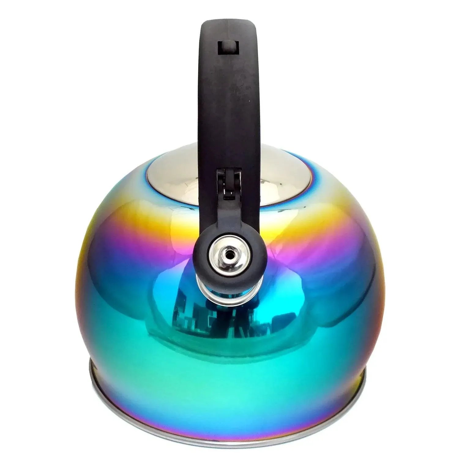 3ltr Whistling Stovetop Kettle Stainless Steel Iridescent Rainbow Multi Coloured