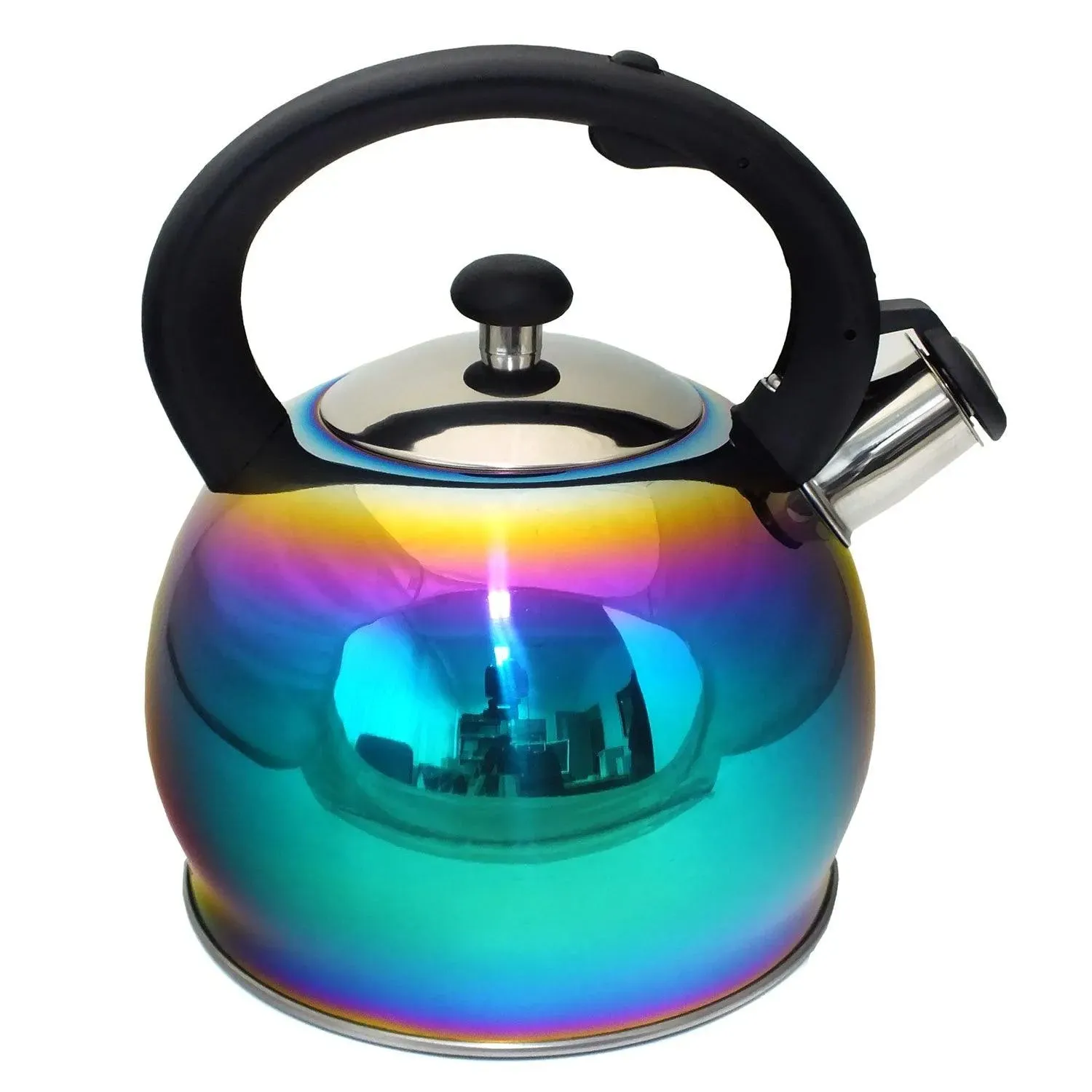 3ltr Whistling Stovetop Kettle Stainless Steel Iridescent Rainbow Multi Coloured