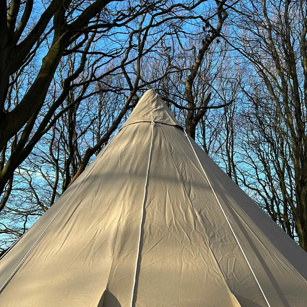 5m Tipi Tent Fireproof With Stove Hole & Flap