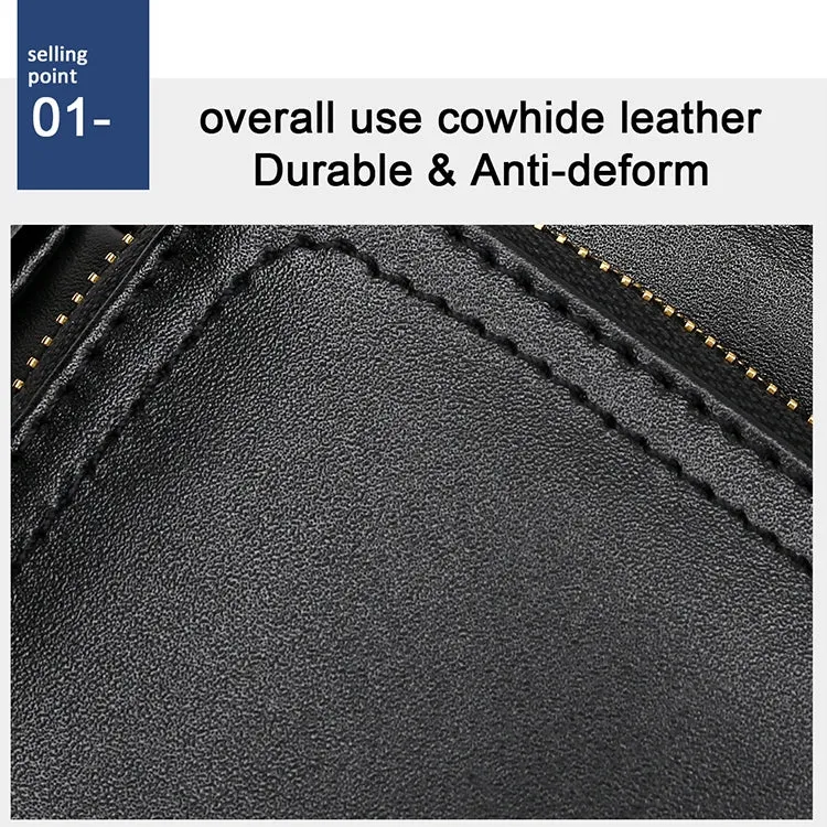 6028 Multifunctional Fashion Top-grain Leather Messenger Bag Casual Men Shoulder Bag (Coffee)