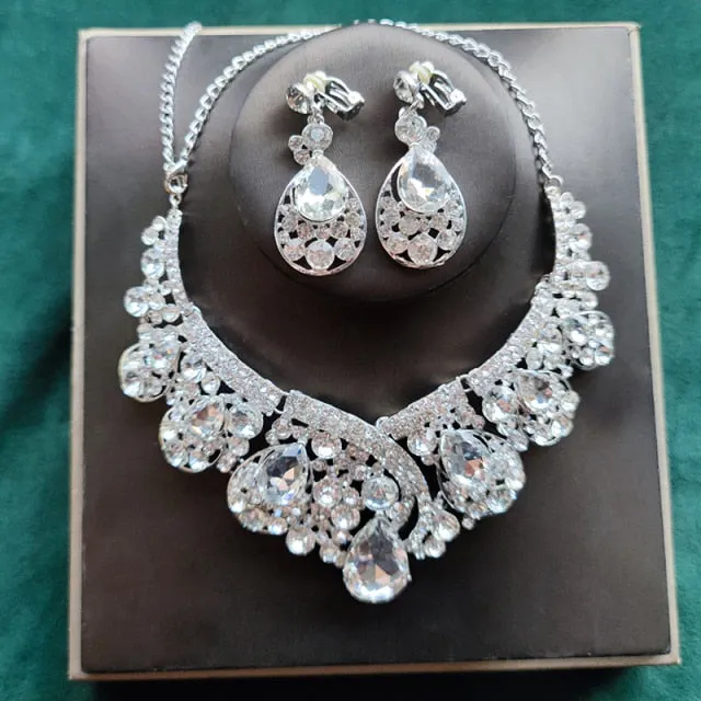 Affordable Bridal Jewelry Sets of Necklace-Earrings for Weddings-Quinceañera-Evening Events