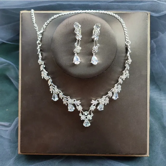 Affordable Bridal Jewelry Sets of Necklace-Earrings for Weddings-Quinceañera-Evening Events