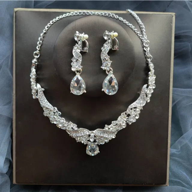 Affordable Bridal Jewelry Sets of Necklace-Earrings for Weddings-Quinceañera-Evening Events