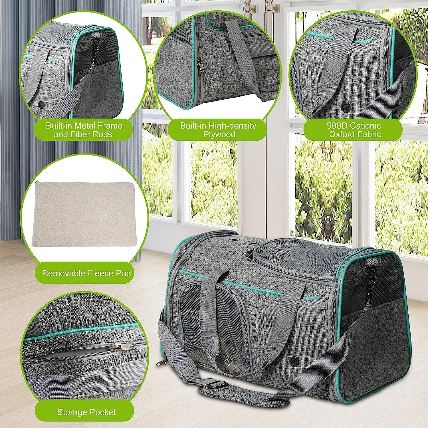 Airline Approved Pet Carrier for Cats Dogs Puppies Up to 16.5lbs with Breathable Mesh & Safe Locking Zippers