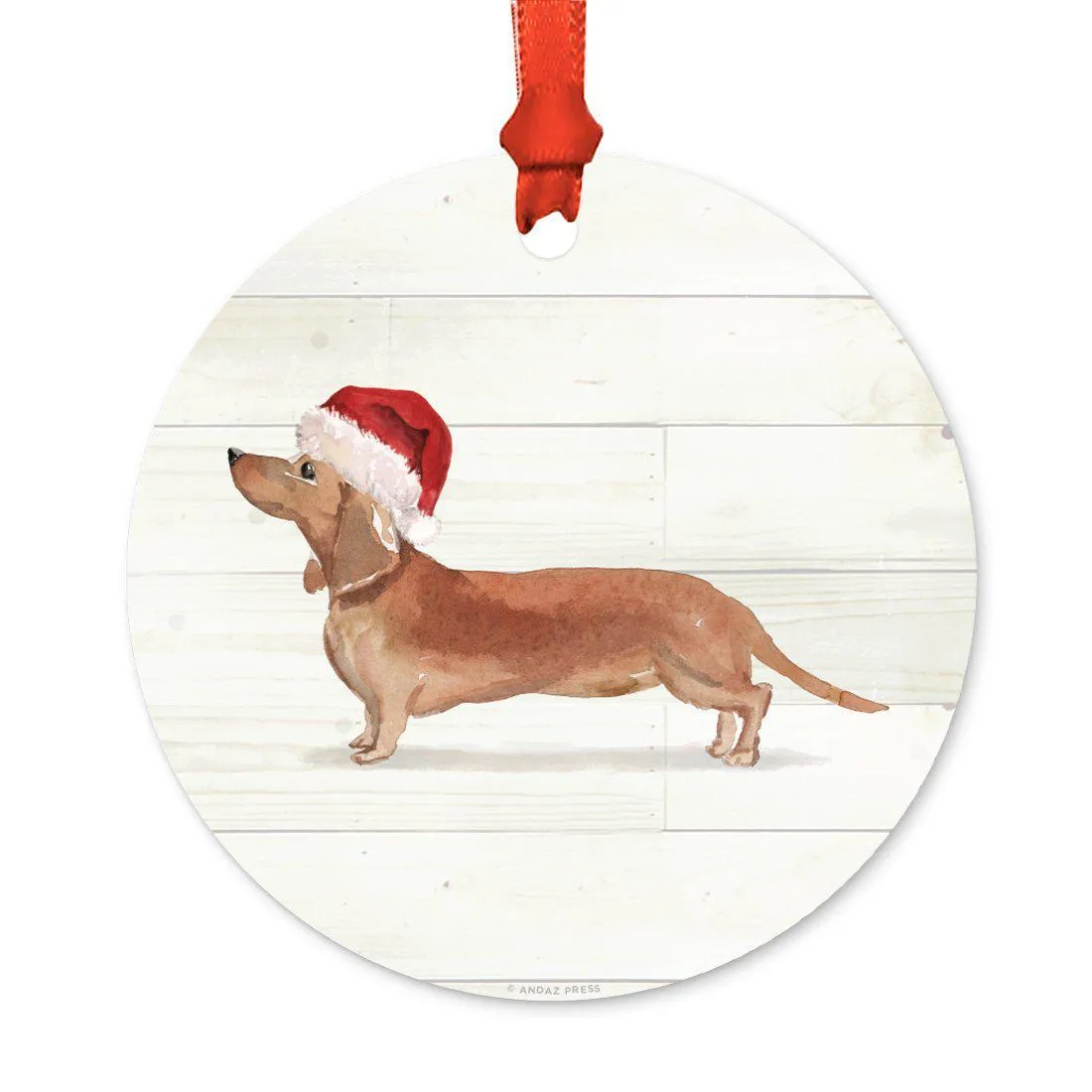 Animal Pet Dog Metal Christmas Ornament, Wire with Santa Hat