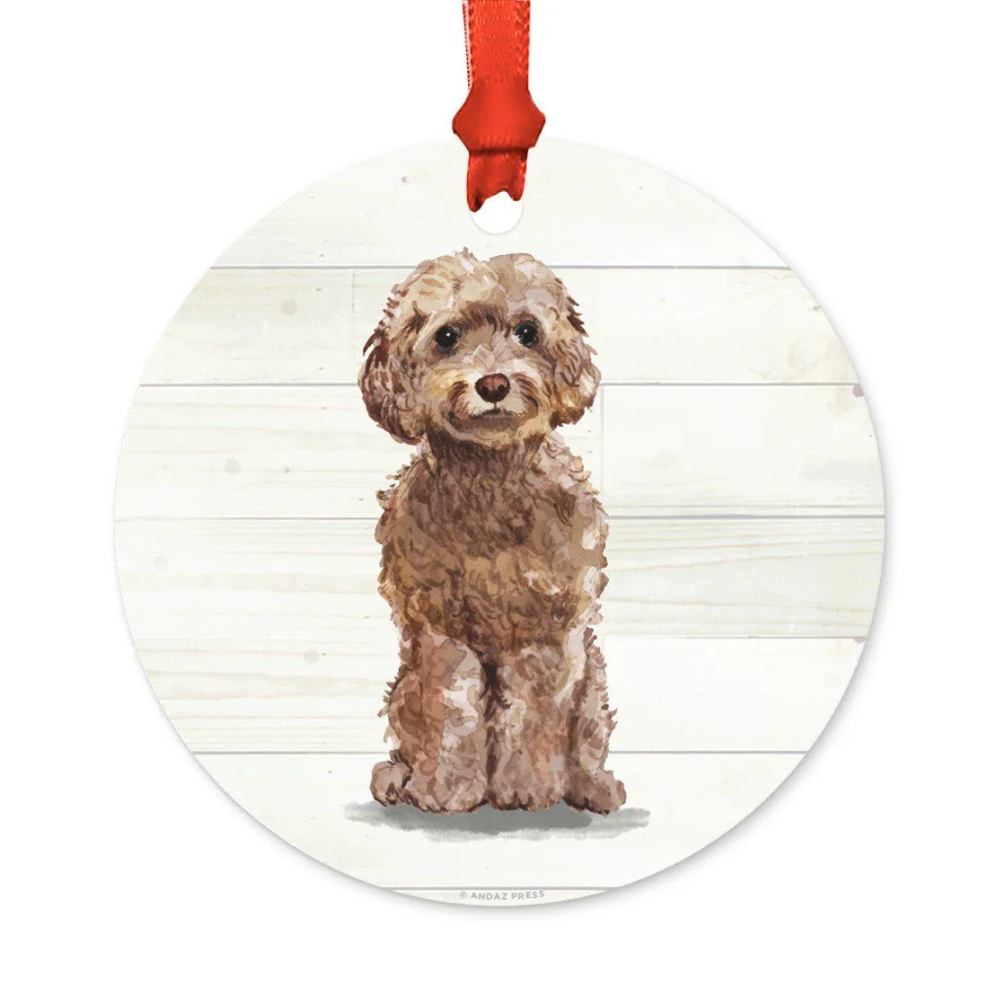 Animal Pet Dog Metal Christmas Ornament, Wire with Santa Hat