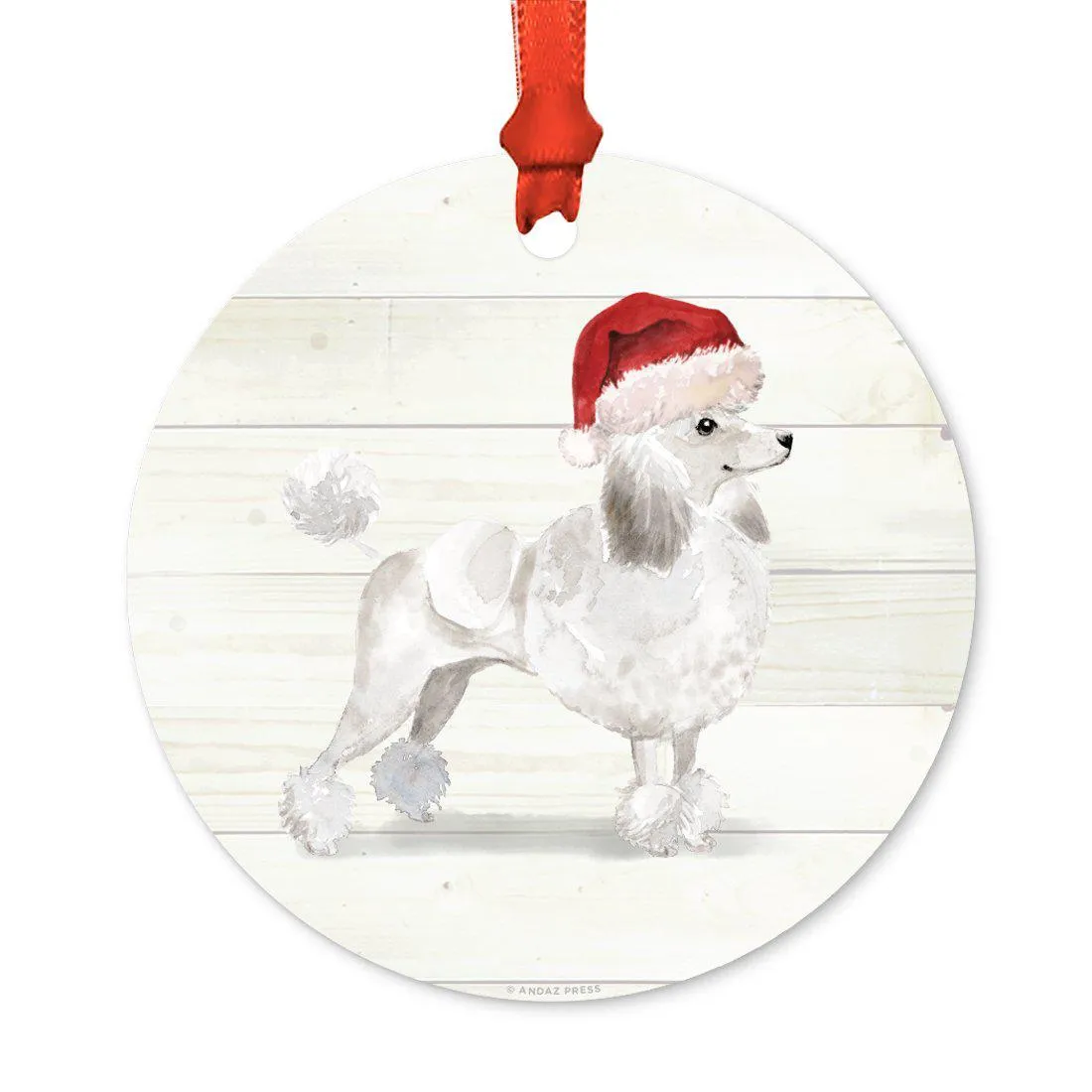 Animal Pet Dog Metal Christmas Ornament, Wire with Santa Hat