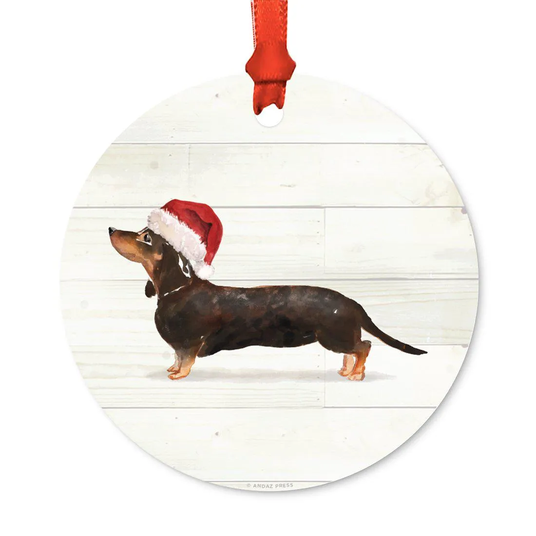 Animal Pet Dog Metal Christmas Ornament, Wire with Santa Hat