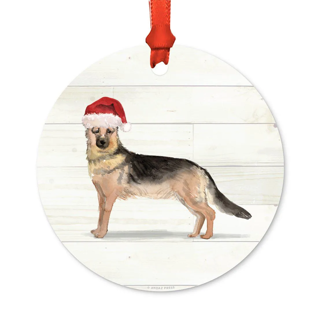 Animal Pet Dog Metal Christmas Ornament, Wire with Santa Hat