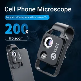 APEXEL HD 200X Microscope Macro Lens For Mobile Phone Magnification Portable Pocket With CPL Filter LED Light For iPhone HUAWEI