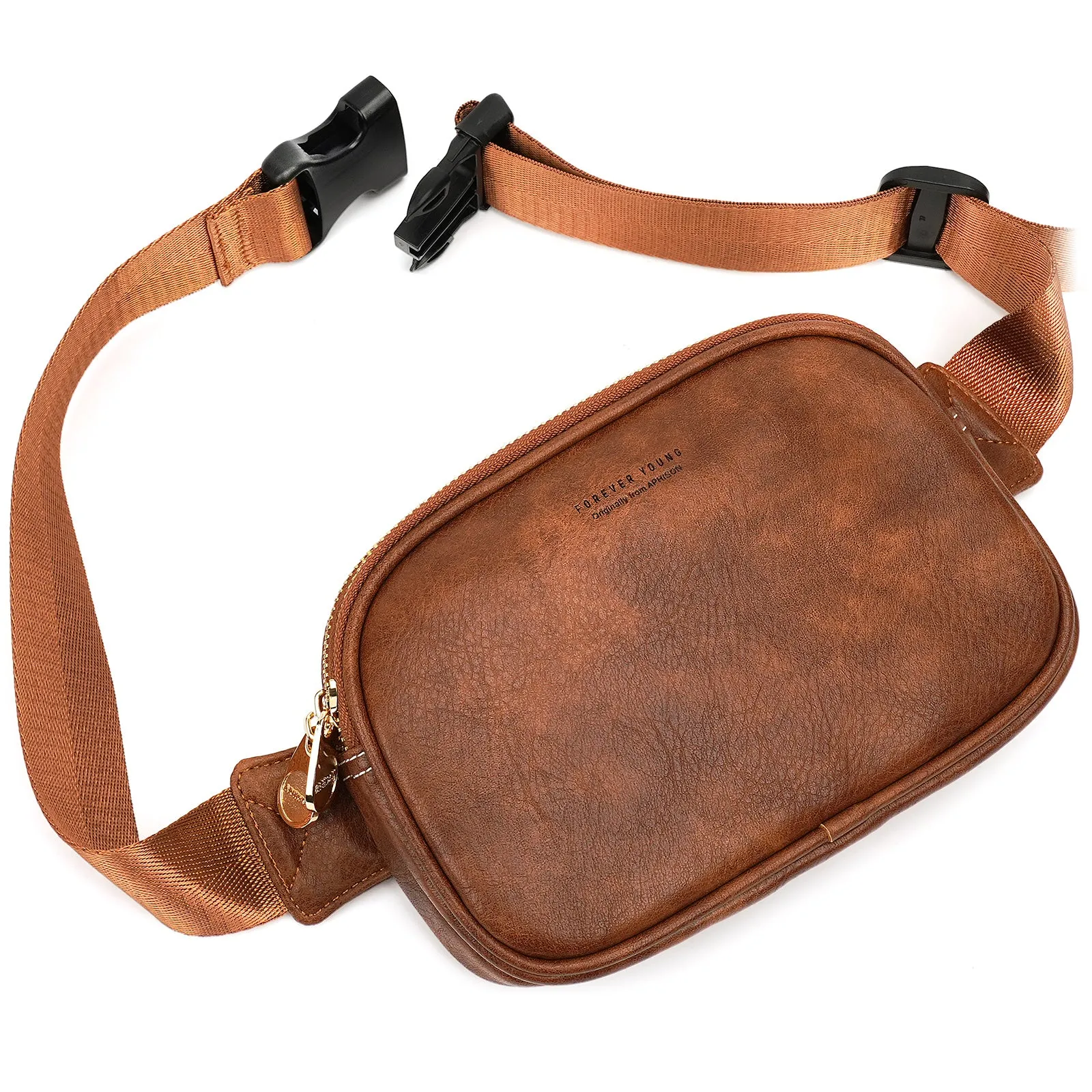 APHISON Fanny Pack,Crossbody Belt Bag with Adjustable Straps, Bum sling bag,Fashion Waist Pack for Women and Men - Pure Brown