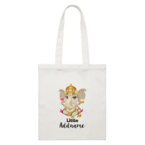 Artistic Ganesha Little Addname White Canvas Bag