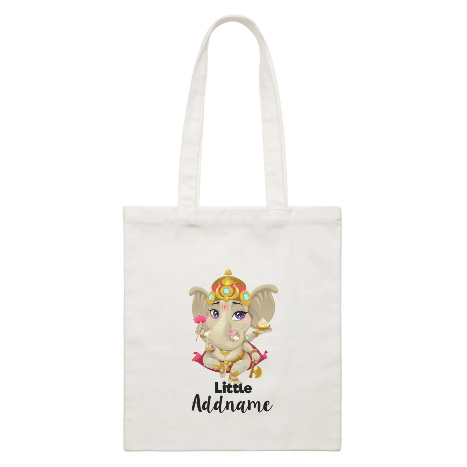 Artistic Ganesha Little Addname White Canvas Bag