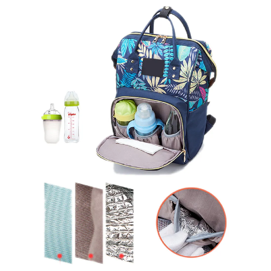 Babymoon Mother Diaper Bag Lightweight Multifunctional Travel Unisex Diaper Backpack - Blue