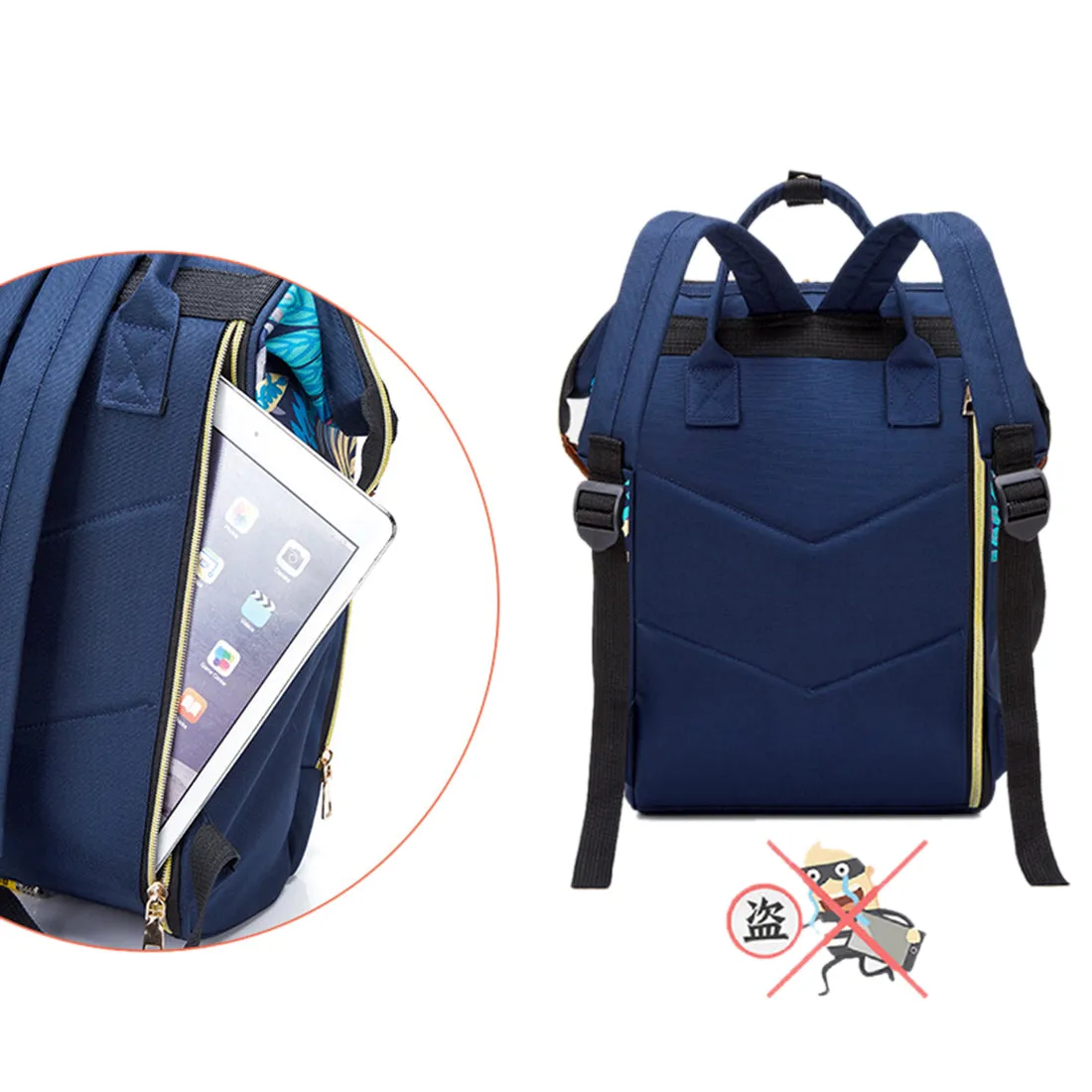 Babymoon Mother Diaper Bag Lightweight Multifunctional Travel Unisex Diaper Backpack - Blue