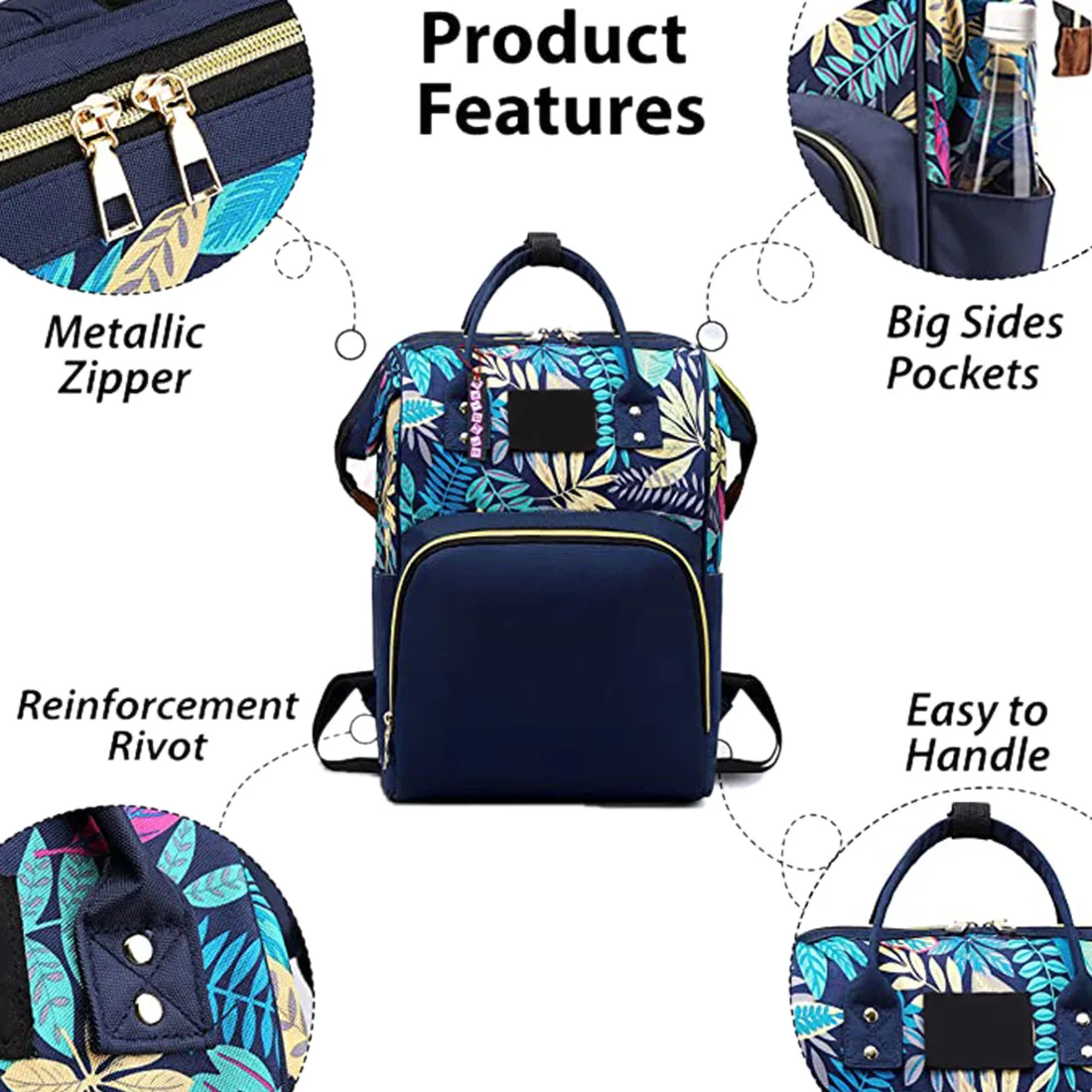 Babymoon Mother Diaper Bag Lightweight Multifunctional Travel Unisex Diaper Backpack - Blue