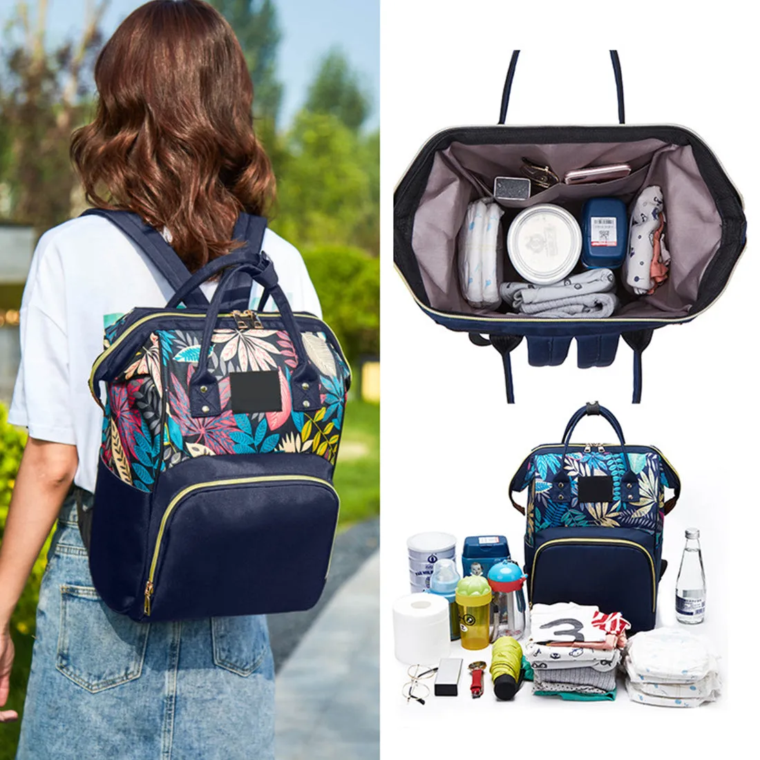 Babymoon Mother Diaper Bag Lightweight Multifunctional Travel Unisex Diaper Backpack - Blue