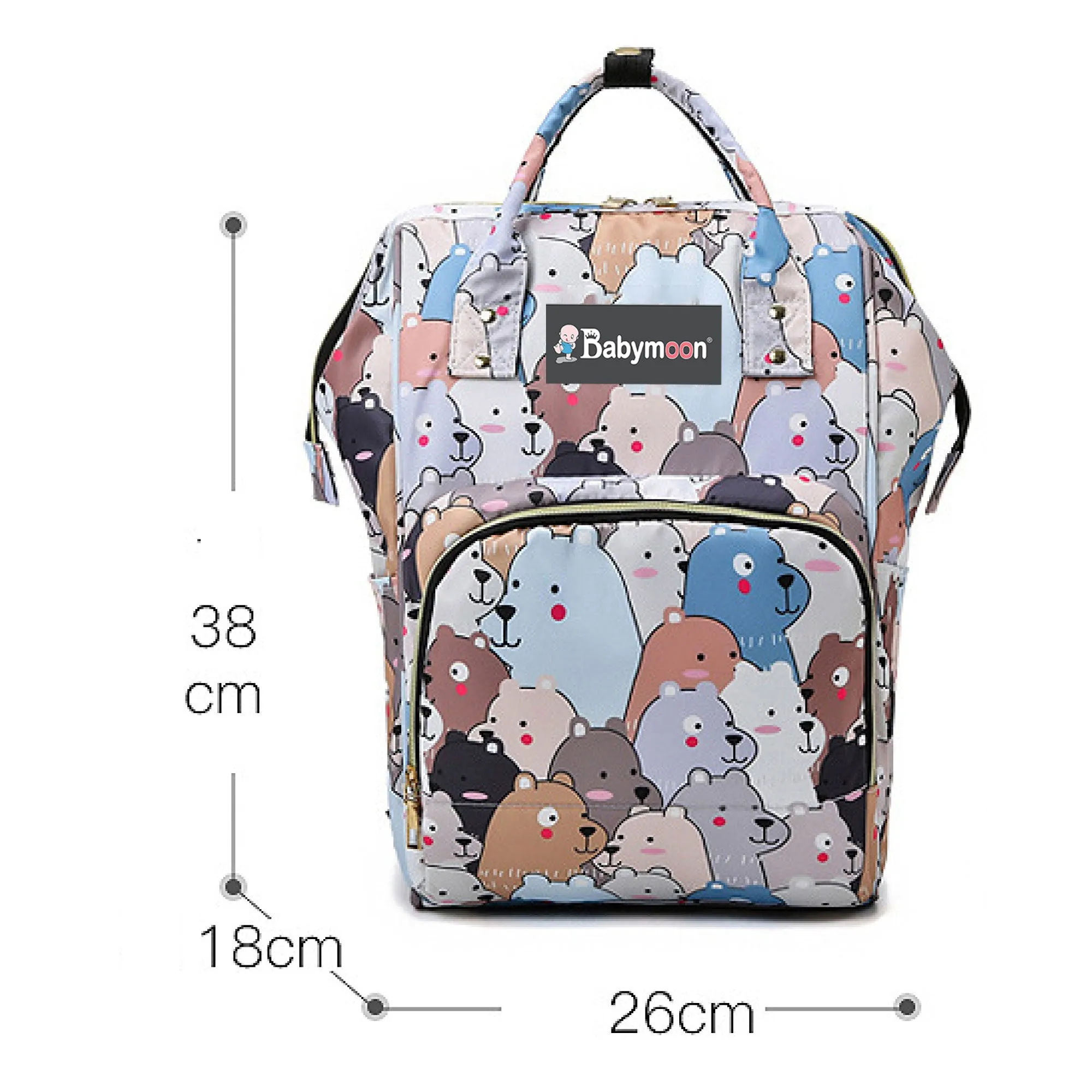 Babymoon Mother Diaper Bag Lightweight Multifunctional Travel Unisex Diaper Backpack - Multi Bear