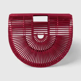 Bamboo Tote - Handcrafted Basket Bag for Women. Burgundy. Two Sizes