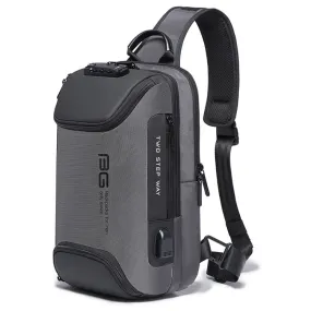 BANGE Men Security USB Chest Bag Portable Outdoor Shoulder Bag(Grey)