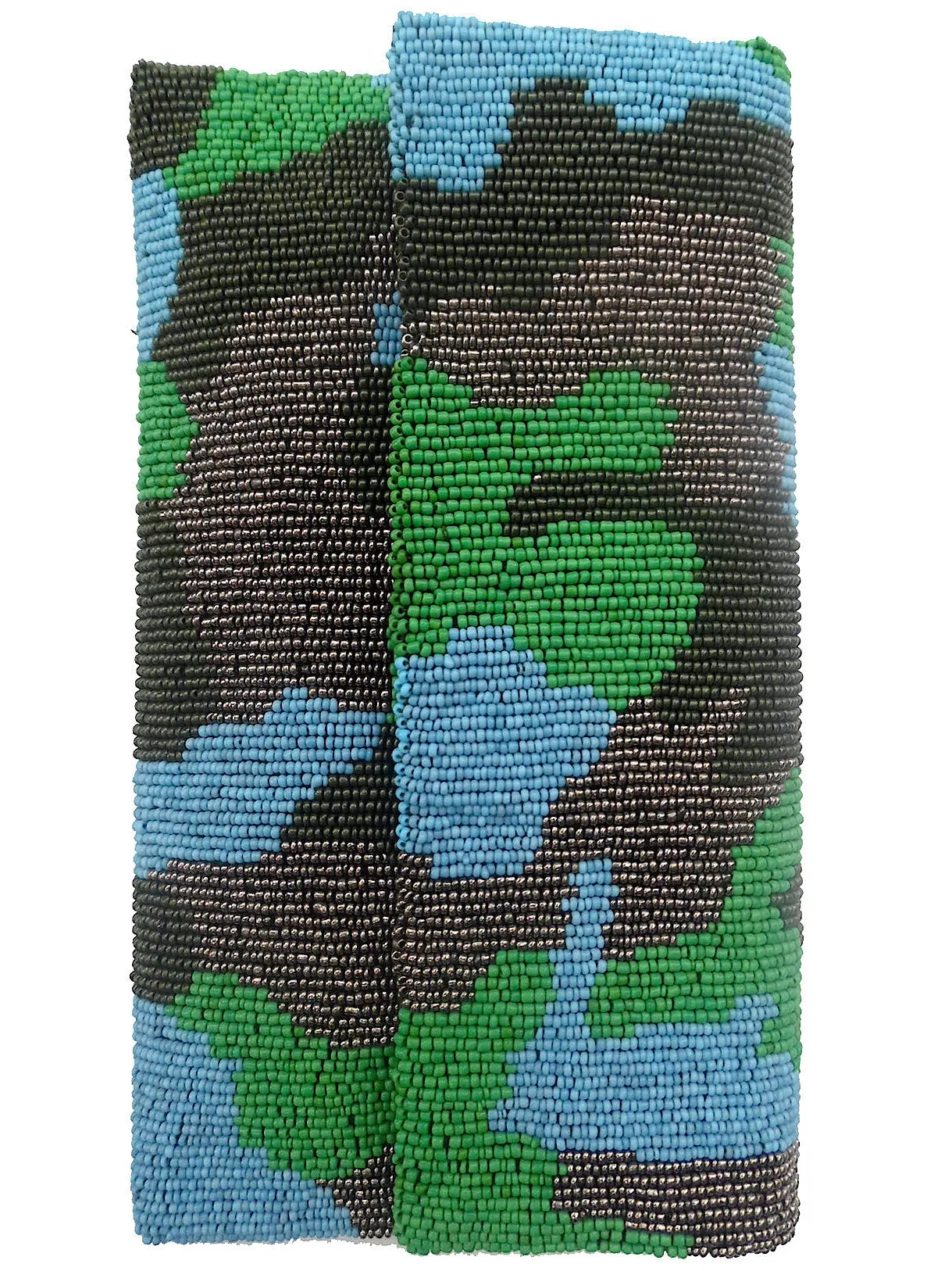 Beaded Envelope Clutch Bag Camo Turquoise