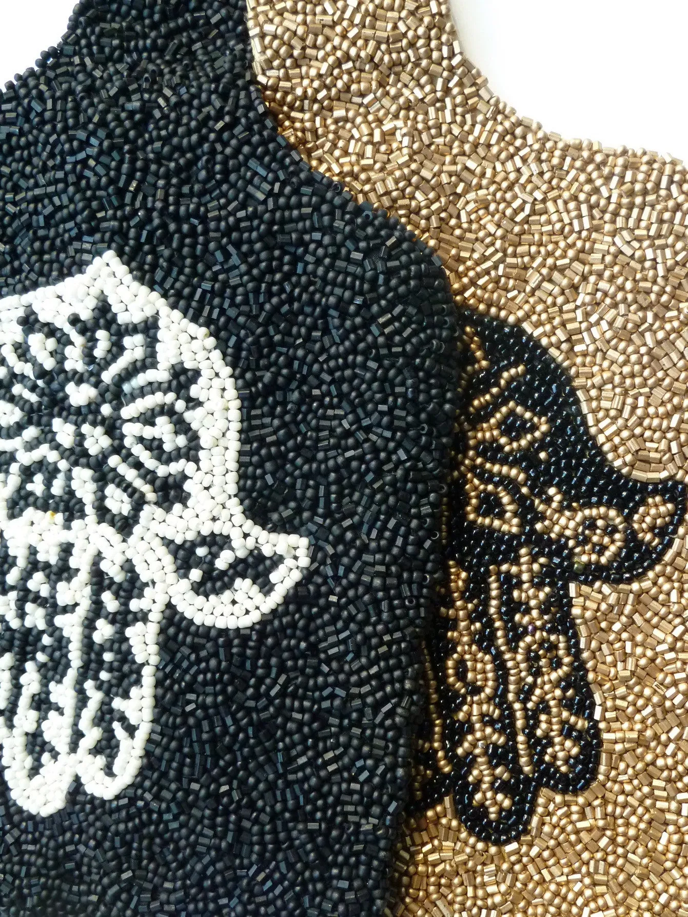 Beaded Wrist Bag Hamsa Black Or Gold