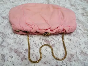 BEAUTIFUL 1950s Pink Chiffon Purse,Pleated Chiffon Evening Bag,HL HandBag,Collectible Clutch Purse,Vintage Purses