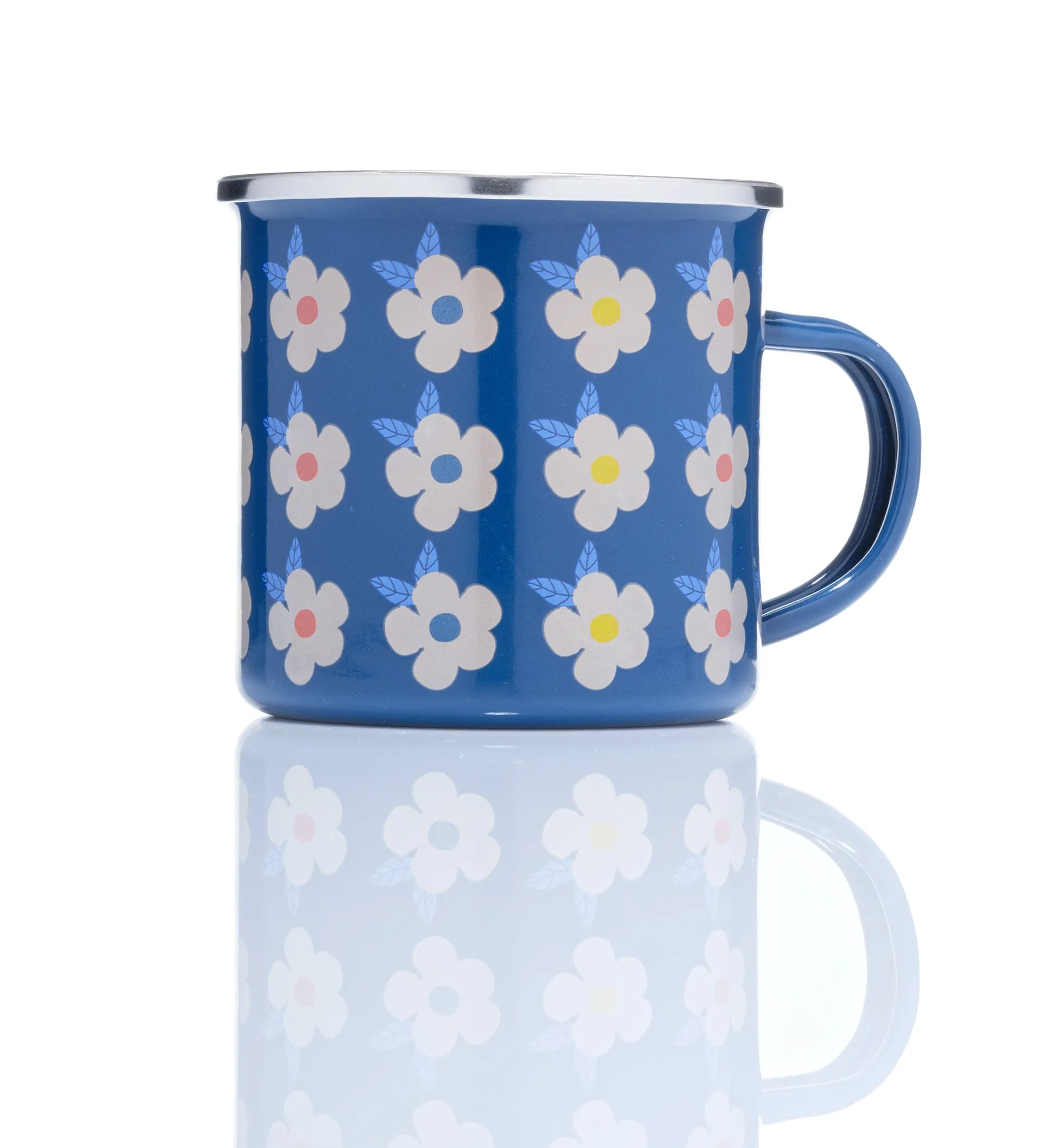 Beautiful Colourful Retro Floral Enamel Mug - Various Colours - Enamelhappy