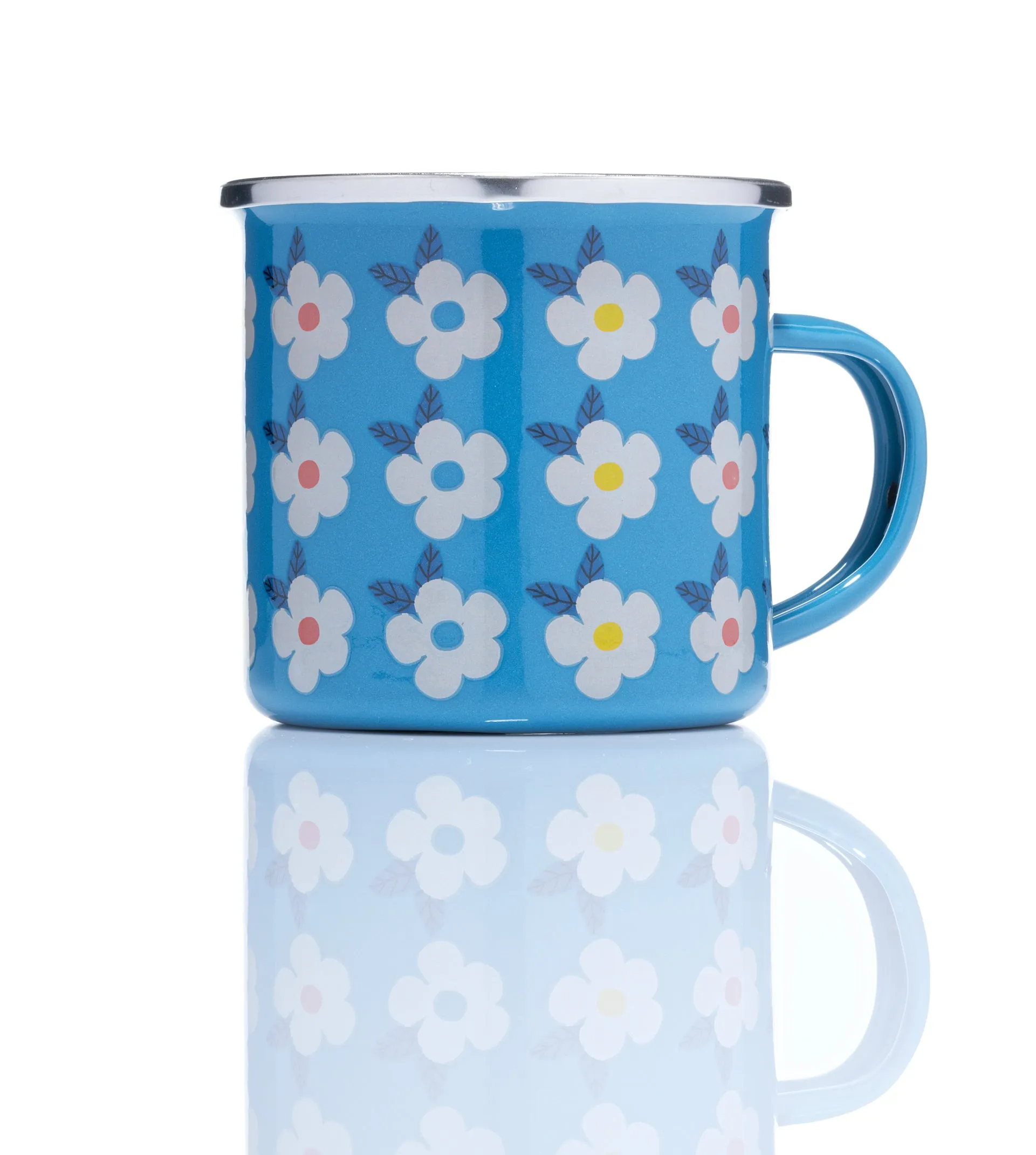 Beautiful Colourful Retro Floral Enamel Mug - Various Colours - Enamelhappy