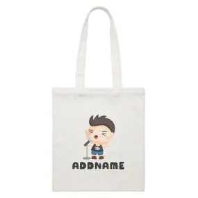 Birthday Music Band Boy Singing Mic Addname White Canvas Bag