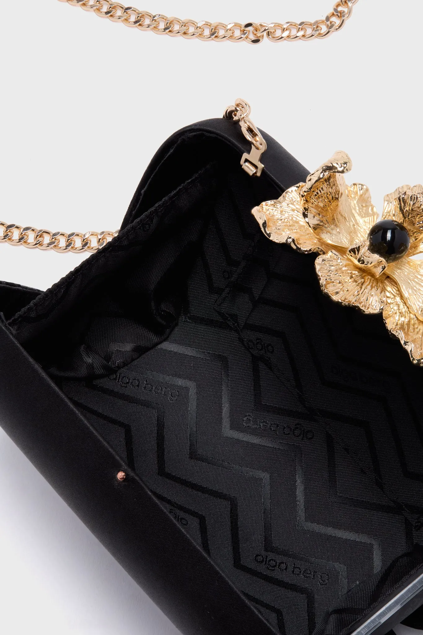 Black Adele Orchid Lock Clutch