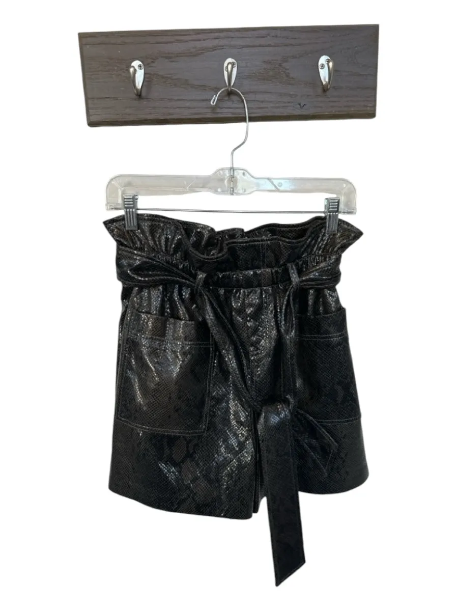 Blank NYC Size 27 Black Polyester Faux Snake Leather Paper Bag High Waist Shorts