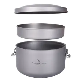 Boundless Voyage Outdoor Titanium Lunch Box Salad Soup Bowl with Lid Daily Separated Multi-layer Office Worker Bento Box Uncoated