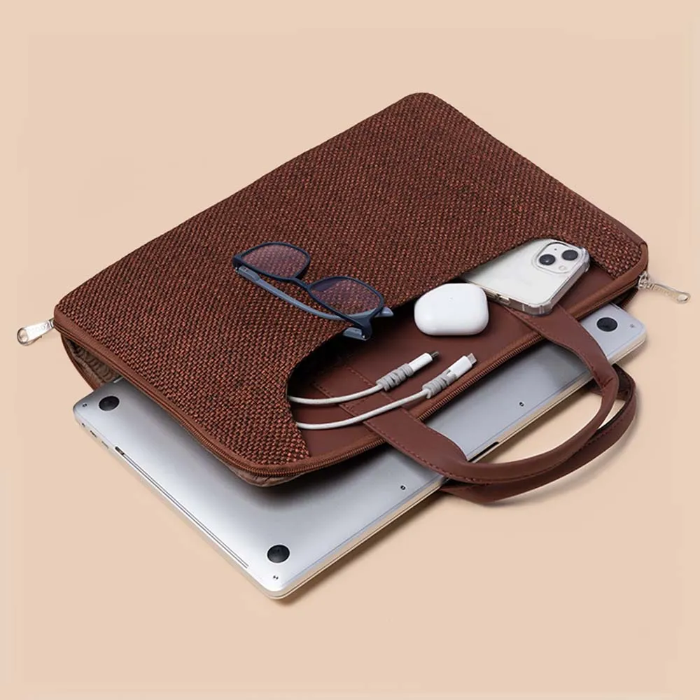 Brown Metal L-Zippered Laptop Sleeve