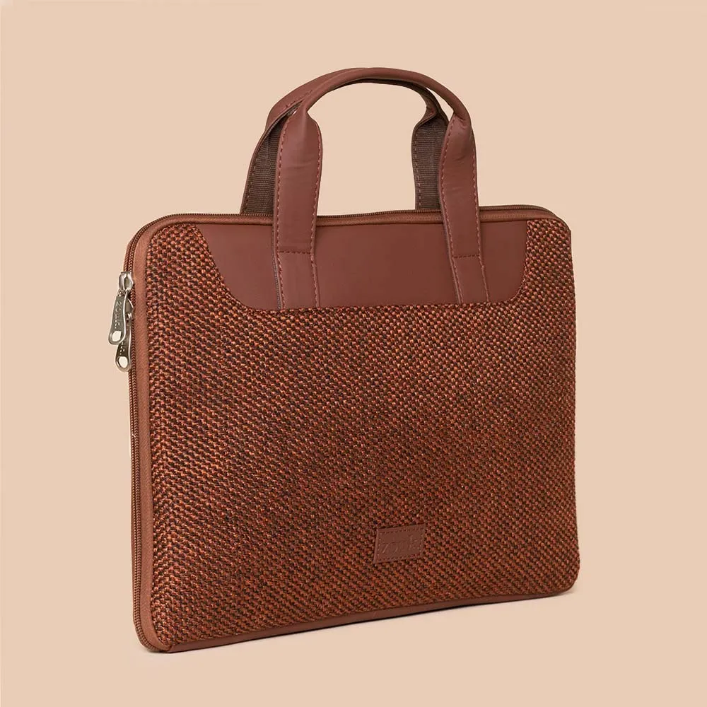 Brown Metal L-Zippered Laptop Sleeve