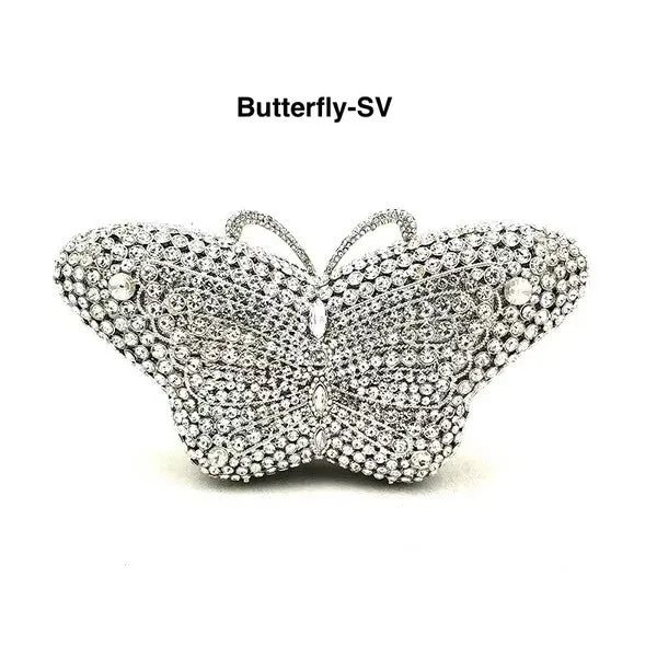 Butterfly-Silver Women Clutch Evening Bag