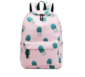 Cactus Print Female Junior High School Student Backpack